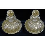 A pair of Murano glass scent bottle with gold flec