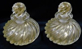 A pair of Murano glass scent bottle with gold flec