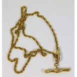 An 9ct gold 18in chain with T-bar pendant 4.6g