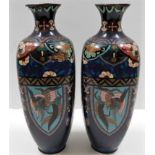 A pair of c.1900 Japanese cloisonne vases, some fa