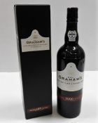 A boxed bottle of Graham's vintage port year 2000