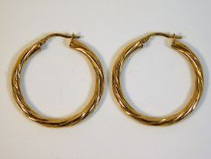 A pair of 9ct gold 30mm hoop earrings 1.5g
