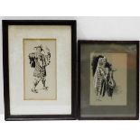 Two Neapolitan sketches by Italian artist Fortunin