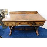 A mid 19thC. walnut library style table with three