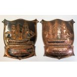 Two copper Admiral Nelson related plaques 6.25in h