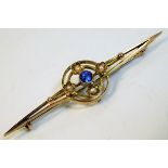 An antique 9ct gold brooch set with seed pearl & s