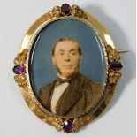 A 19thC. French 18ct gold mounted watercolour port