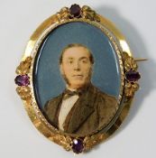 A 19thC. French 18ct gold mounted watercolour port