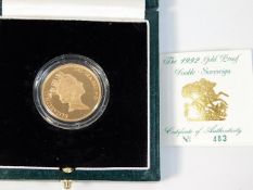 A 1992 Royal Mint boxed & cased QEII double sovere