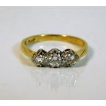 An antique 18ct gold diamond trilogy ring 0.33ct 2.5g size L