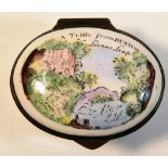 An antique enamel patch box featuring Lovers Leap