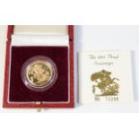 A 1985 Royal Mint boxed & cased QEII full gold pro