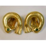 A pair of 18ct Peruvian gold clip on bird shaped e