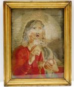 A 19thC. thread work picture depicting Christ 19.5