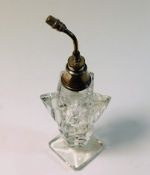 A silver mounted art deco style scent bottle