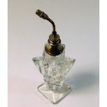 A silver mounted art deco style scent bottle