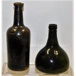 An early wine bottle twinned with a later c.1900 W