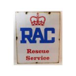 A vintage RAC Rescue Service double sided enamel a