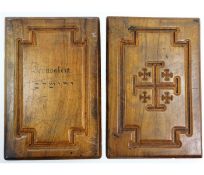 An antique back & front of an olive wood Palestini