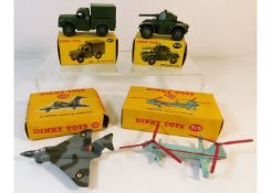 Four boxed Dinky diecast toy vehicles: Gloster Jav