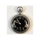 A British 1942 military issue steel WW2 pocket watch, runs when wound