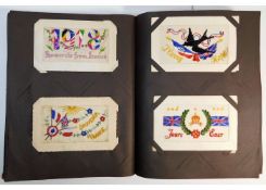 An album of WW1 embroidered greetings cards, appro