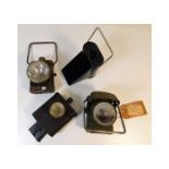 A WW2 ARP belt lamp, a British army hand lamp & tw