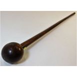 A tribal art Zulu Knobkerrie war club 31in long