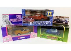 Three boxed Corgi diecast TV related toy vehicles