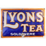 A vintage convexed Lyon's Tea single sided enamel