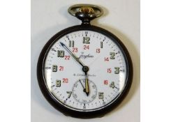 A WW2 Junghans German R. Lunser Berlin military pocket watch, runs when wound. Provenance: Submitted