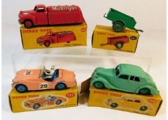 Four boxed Dinky diecast toy vehicles: Tanker Mobi