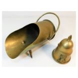 A brass trench art shell fashioned as coal scuttle