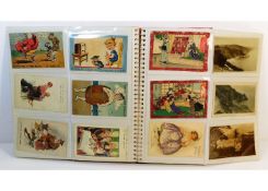 A vintage postcard album, mostly mixed greetings,