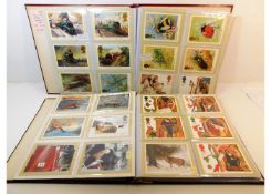 Two stamp postcard albums, approx. 220 no.