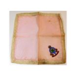 An RAOC silk style sweetheart handkerchief. Proven