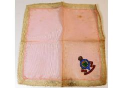 An RAOC silk style sweetheart handkerchief. Proven