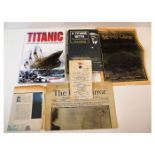 A quantity of items of Titanic interest including