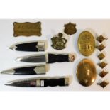 Two Scottish sgian-dubh daggers twinned with brass