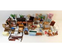 A quantity of mixed dolls house equipment & furnis