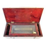 A 19thC. cased music box 15.25in wide x 6.5in deep