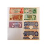 Seven bank notes including two crisp Peppiatt £1 n