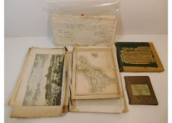 A quantity of mixed antique prints & maps