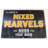 A vintage Clarke's Mixed Marvels single sided enam