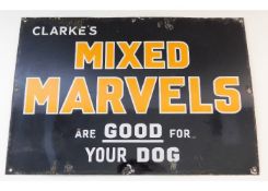 A vintage Clarke's Mixed Marvels single sided enam