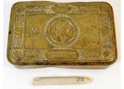 A WW1 Queen Mary Christmas box & cigarette a/f. Pr