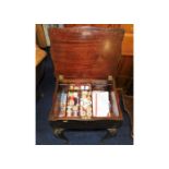 A mahogany work box 23.75in high