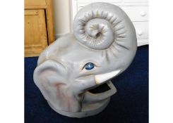 A large circus / theme park bin top in the form of an elephant 35in high