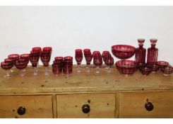 A quantity of Bohemian style glassware including d