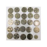 A quantity of pre-1947 white metal coinage 270.3g